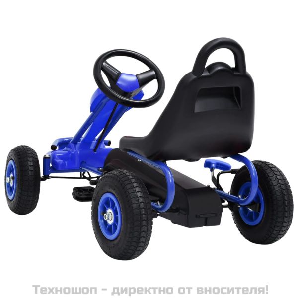 Детски картинг с педали и гуми, син