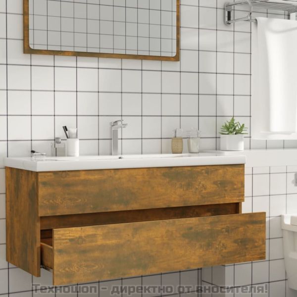 Шкаф за мивка, опушен дъб, 100x38,5x45 см, инженерно дърво