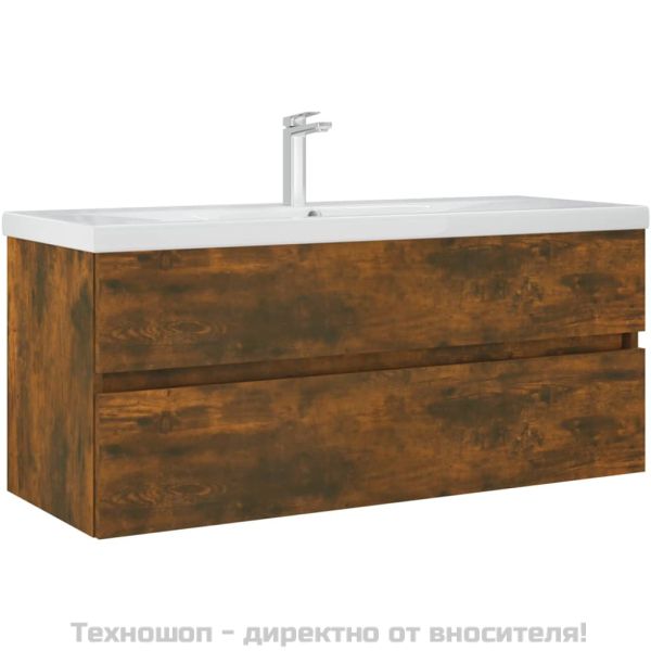 Шкаф за мивка, опушен дъб, 100x38,5x45 см, инженерно дърво