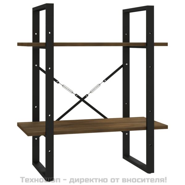 Библиотека на 2 нива, кафяв дъб, 60x30x70 см, инженерно дърво