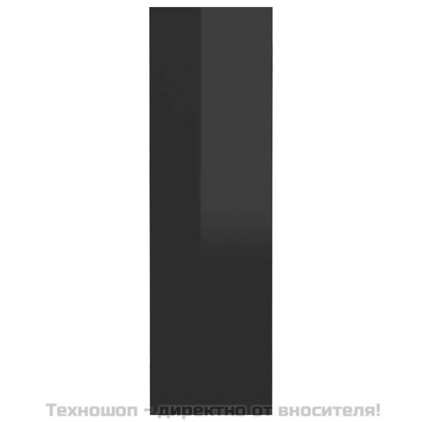 Стенен шкаф за обувки черен гланц 80x18x60 см инженерно дърво