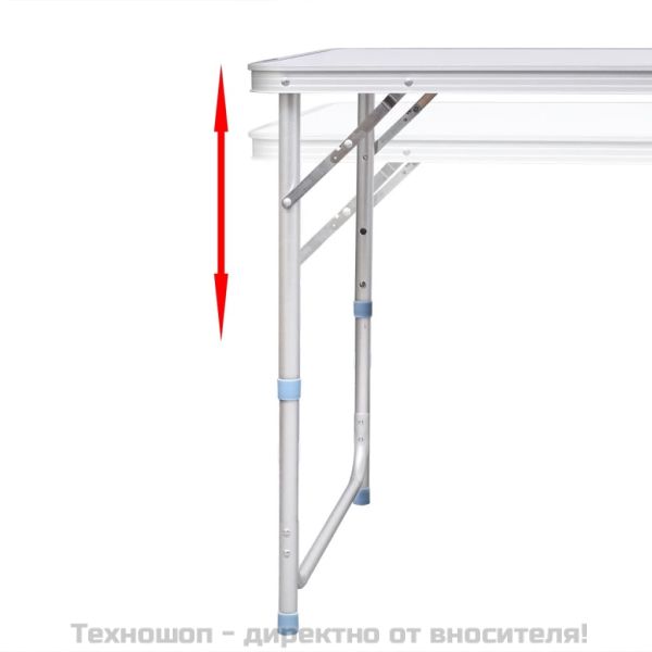 Сгъваема къмпинг маса регулируема с 6 табуретки 180x60 см