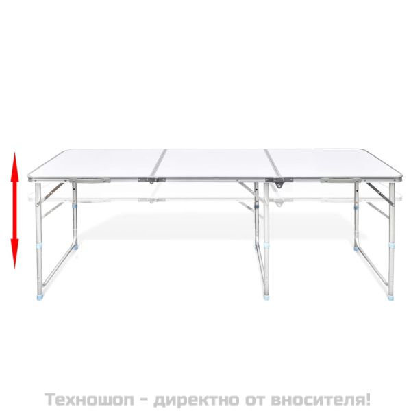 Сгъваема къмпинг маса регулируема с 6 табуретки 180x60 см