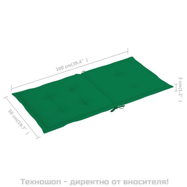 Възглавници за столове 2 бр зелени 100x50x3 см Оксфорд плат