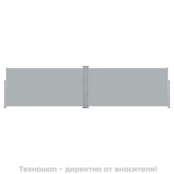 прибираща се странична тента, 160х600 см, сива