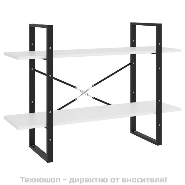 2-етажна библиотека, бял, 100x30x70 см, инженерно дърво