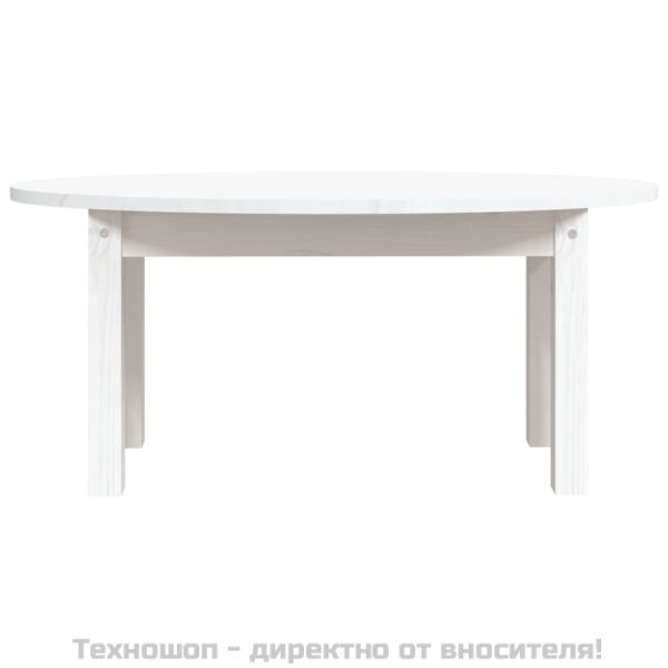 Кафе маса, бяла, 80x40x35 см, борово дърво масив
