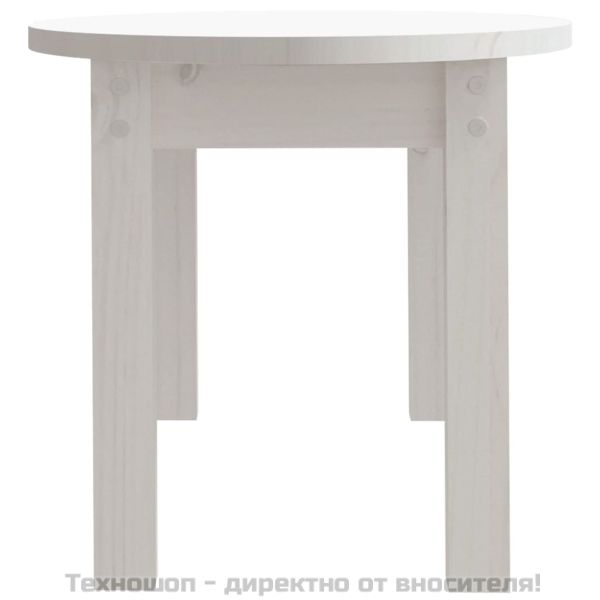 Кафе маса, бяла, 80x40x35 см, борово дърво масив