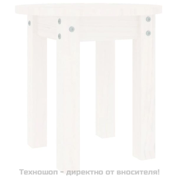 Кафе маса, бяла, Ø 35x35 см, борово дърво масив