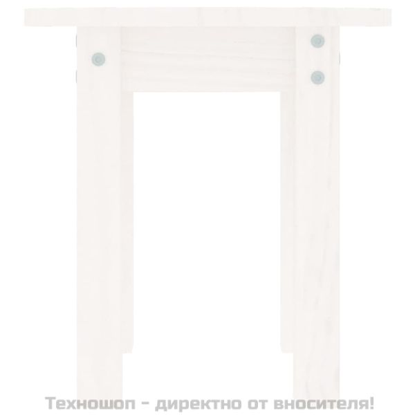 Кафе маса, бяла, Ø 35x35 см, борово дърво масив