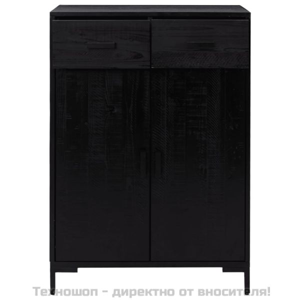 Етажерка за обувки, черна, 75x40x110 см, борово дърво масив