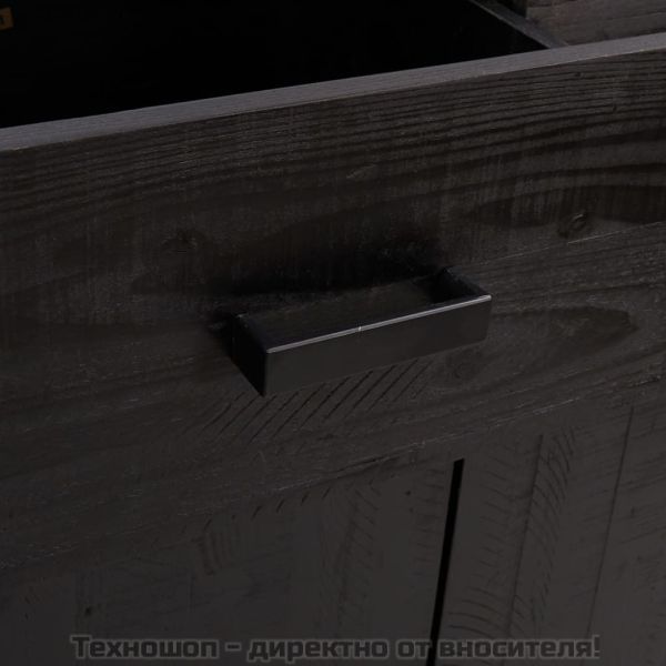 Етажерка за обувки, черна, 75x40x110 см, борово дърво масив