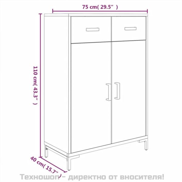 Етажерка за обувки, черна, 75x40x110 см, борово дърво масив