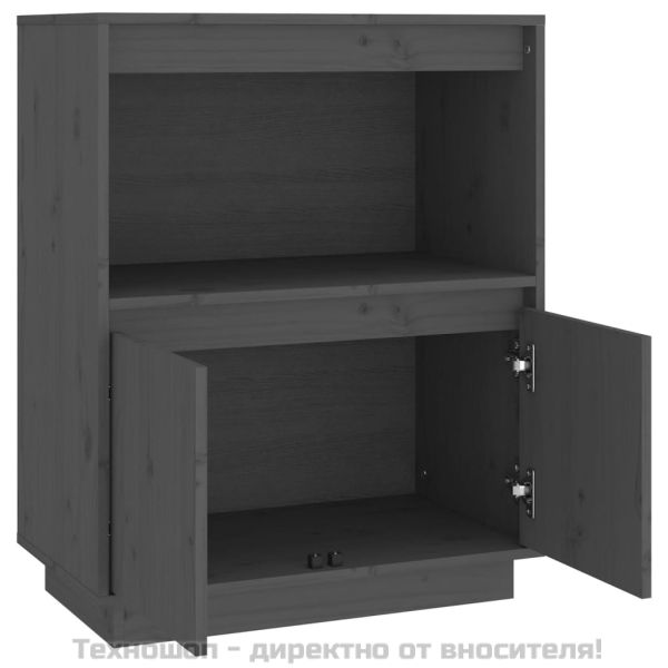 Сайдборд, сив, 60x34x75 см, бор масив