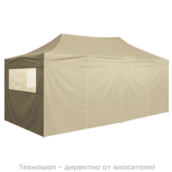 Сгъваема парти шатра с 4 странични стени 3х6 м стомана кремава