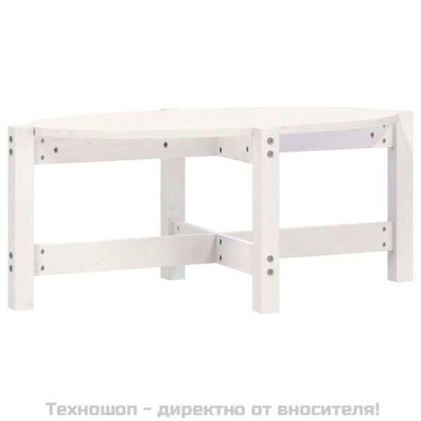 Кафе маса, бяла, 87x48x35 см, борово дърво масив