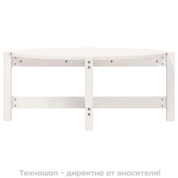 Кафе маса, бяла, 87x48x35 см, борово дърво масив