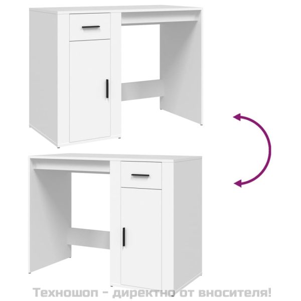 Бюро, бяло, 100x49x75 см, инженерно дърво