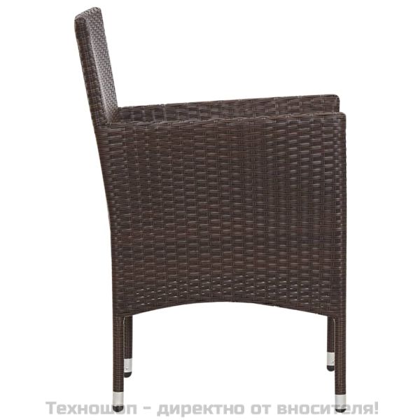 Градински комплект с възглавници, 4 части, кафяв полиратан