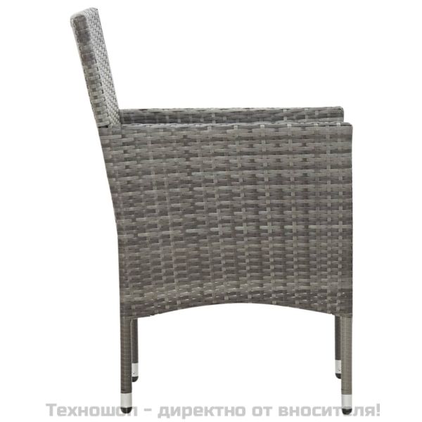 Градински комплект с възглавници, 4 части, полиратан, сив