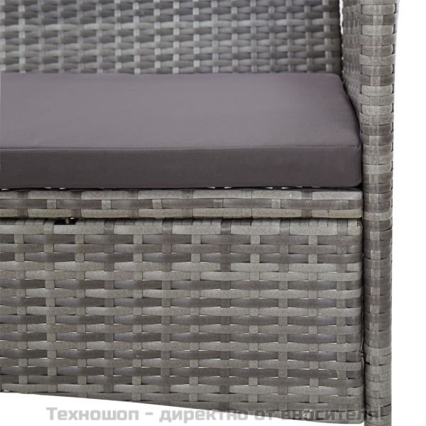 Градински комплект с възглавници, 4 части, полиратан, сив