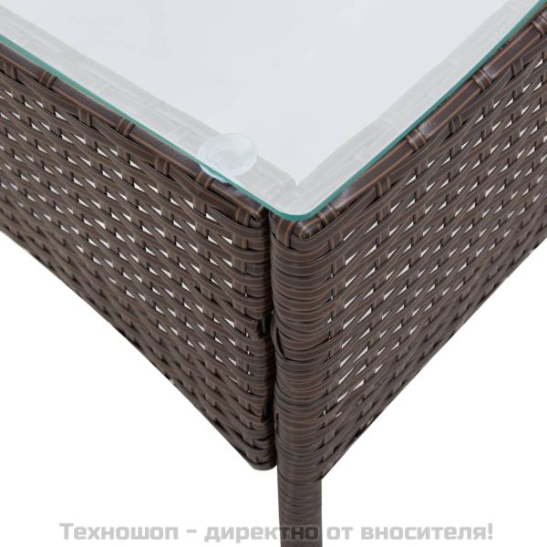 Градински комплект с възглавници, 4 части, кафяв полиратан