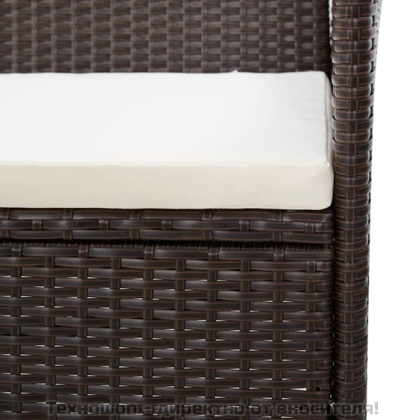 Градински комплект с възглавници, 4 части, кафяв полиратан