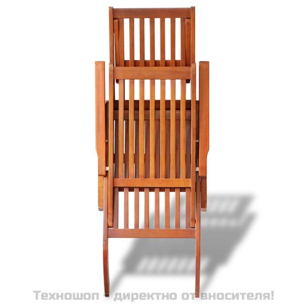 Градински стол шезлонг с опора за крака, акациево дърво масив