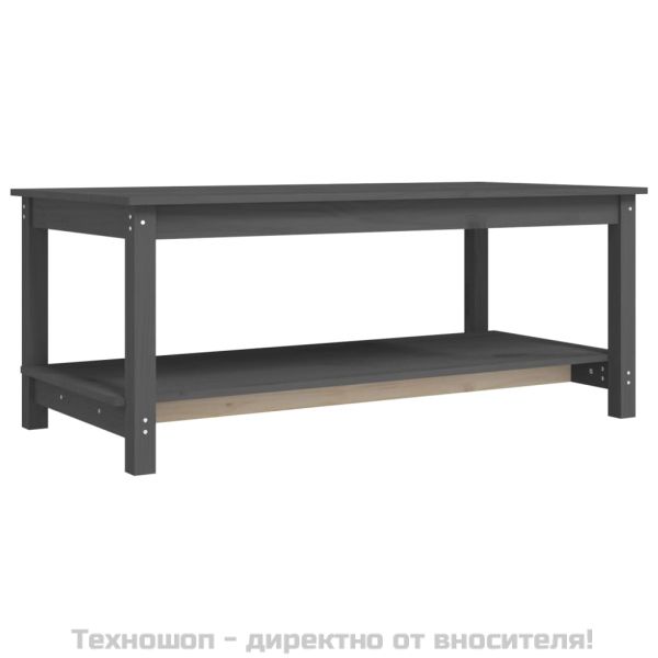 Кафе маса, сива, 110x55x45 см, борово дърво масив