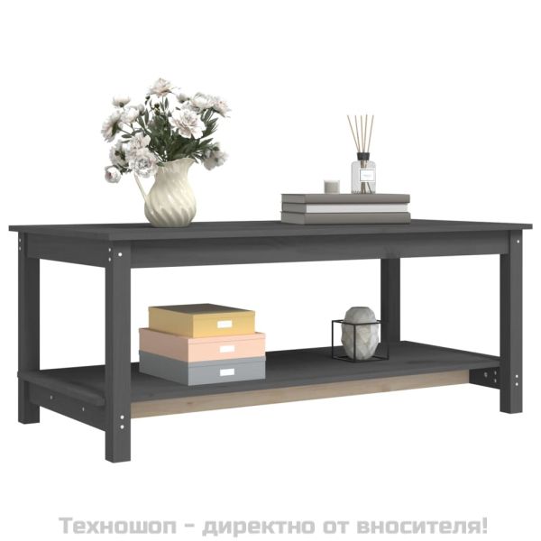 Кафе маса, сива, 110x55x45 см, борово дърво масив
