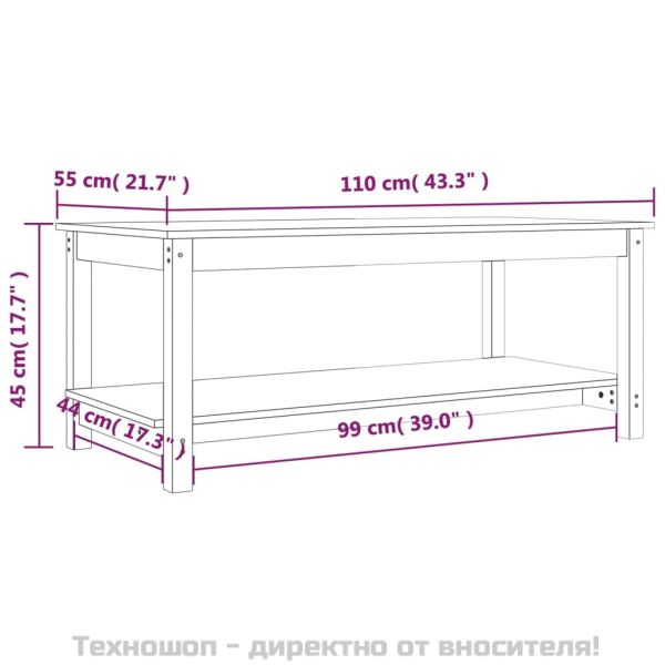 Кафе маса, сива, 110x55x45 см, борово дърво масив