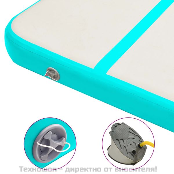 Надуваем дюшек за гимнастика с помпа, 300x100x20 см, PVC, зелен