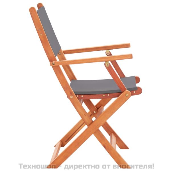 Сгъваеми градински столове 2 бр сиви евкалипт масив и textilene