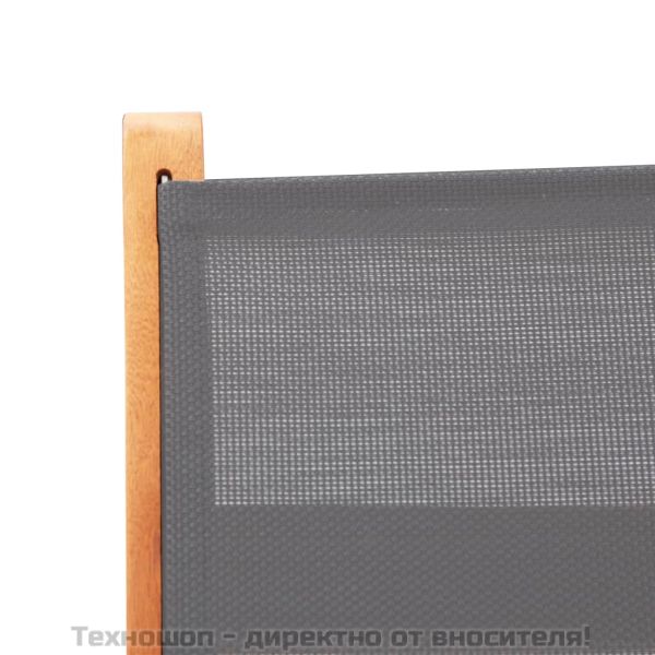 Сгъваеми градински столове 2 бр сиви евкалипт масив и textilene