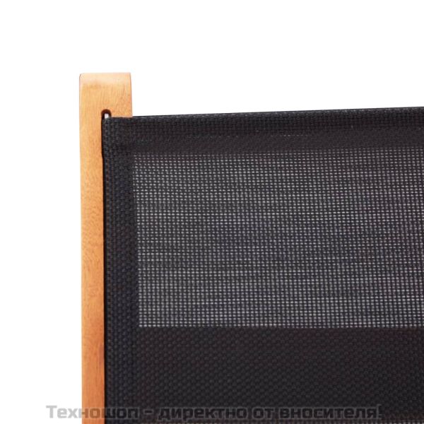 Сгъваеми градински столове 2 бр черни евкалипт масив textilene