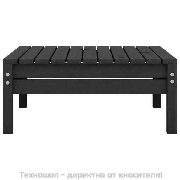 Градинска табуретка, черна, борово дърво масив