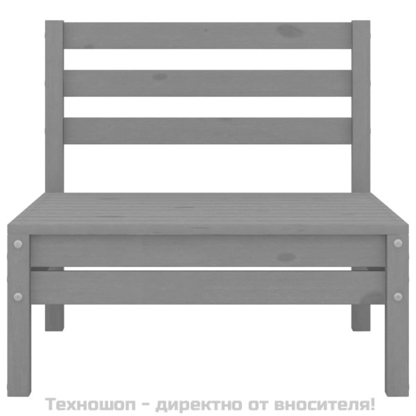 Градински средни дивани, 2 бр, сиви, бор масив