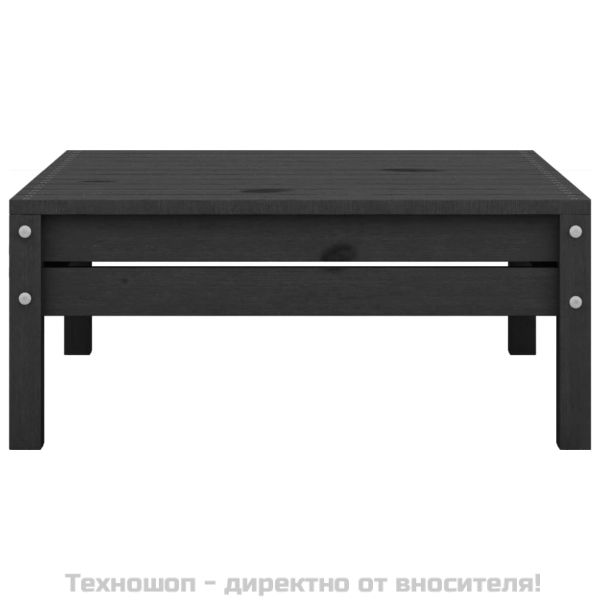 Градински лаундж комплект, 3 части, бор масив, черен