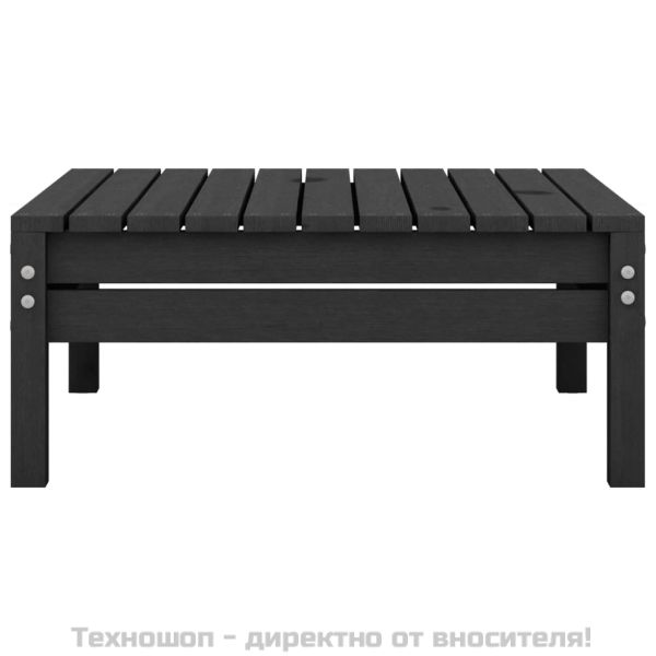 Градински лаундж комплект, 3 части, бор масив, черен