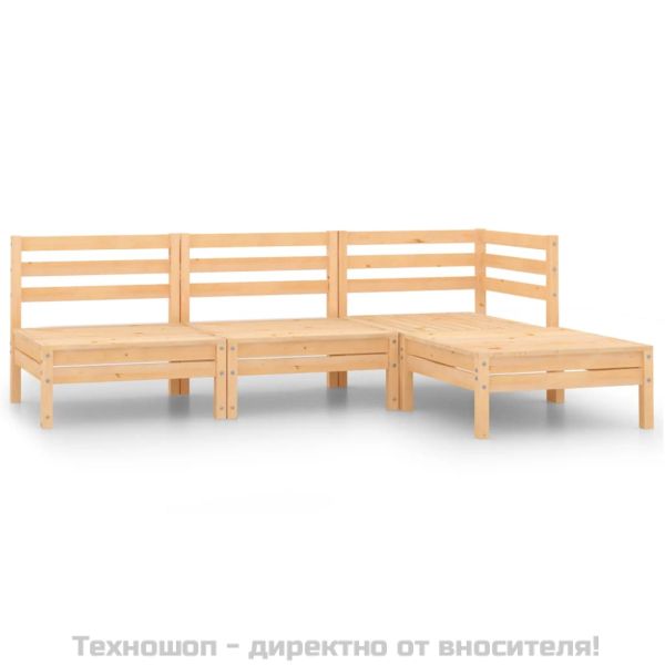 Градински лаундж комплект от 4 части, бор масив