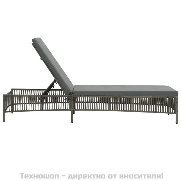 Шезлонг с шалте, полиратан, сив