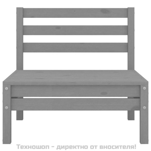 Градински лаундж комплект, 3 части, бор масив, сив