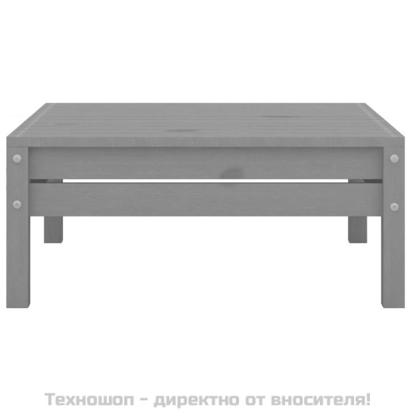 Градински лаундж комплект, 3 части, бор масив, сив