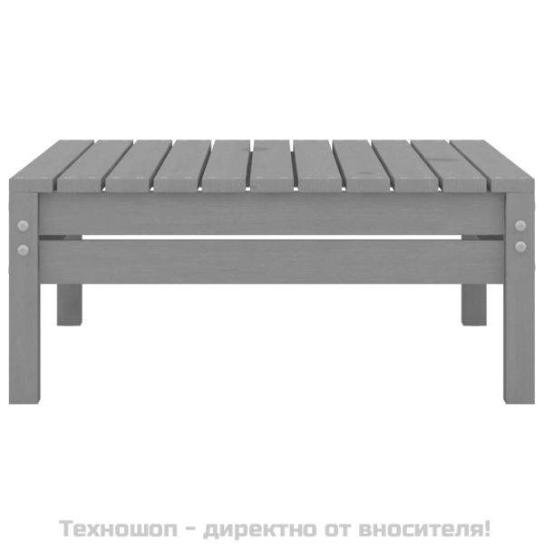 Градински лаундж комплект, 3 части, бор масив, сив