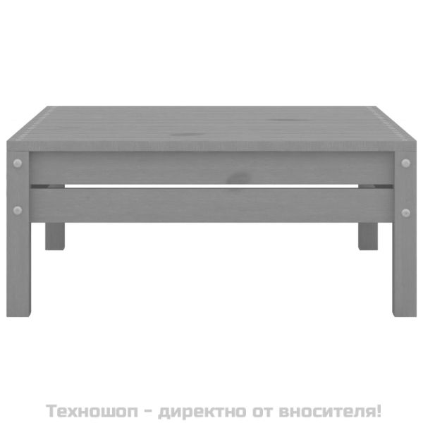Градински лаундж комплект, 4 части, бор масив, сив