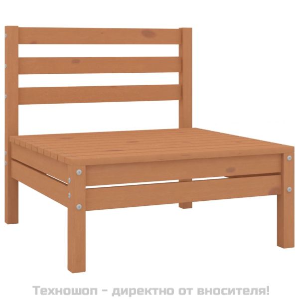 Градински лаундж комплект, 4 части, бор масив, меденокафяв