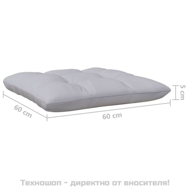 Градинска табуретка със сива възглавница, бор масив