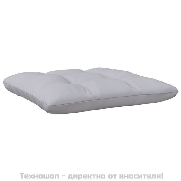 Градински лаундж комплект 3 части сиви възглавници бор масив