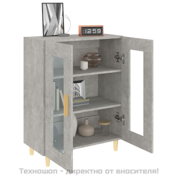 Сайдборд, бетонно сив, 69,5x34x90 см, инженерно дърво