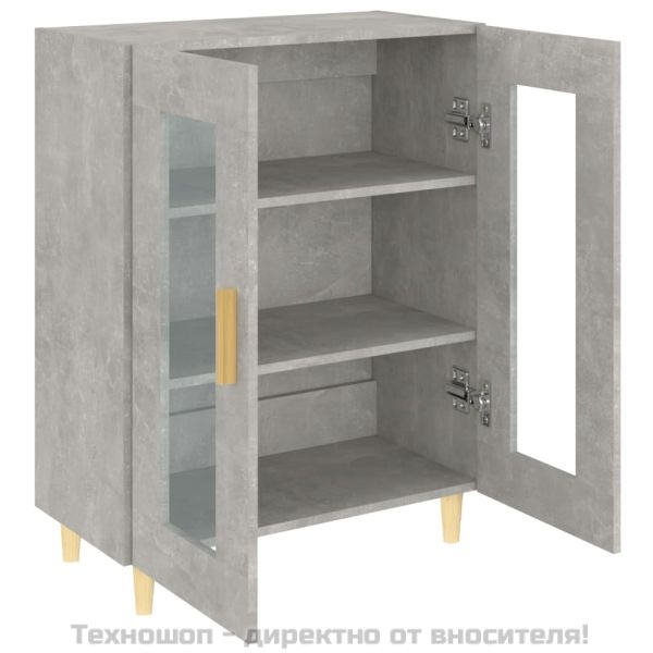 Сайдборд, бетонно сив, 69,5x34x90 см, инженерно дърво